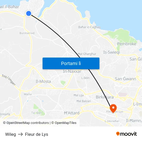 Wileg to Fleur de Lys map