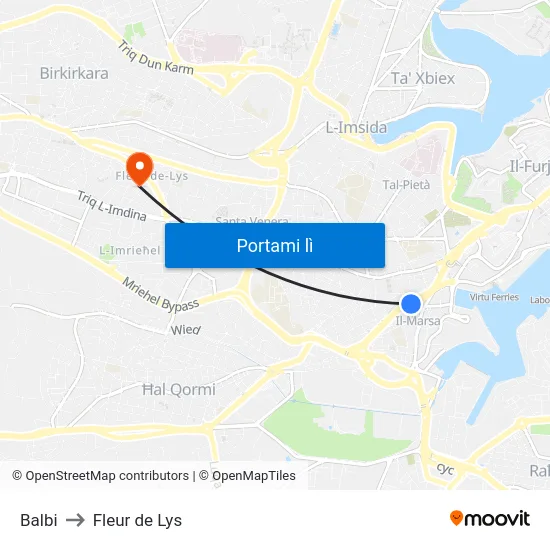 Balbi to Fleur de Lys map