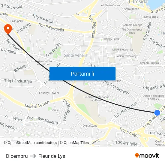 Dicembru to Fleur de Lys map
