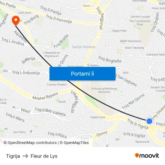 Tigrija to Fleur de Lys map