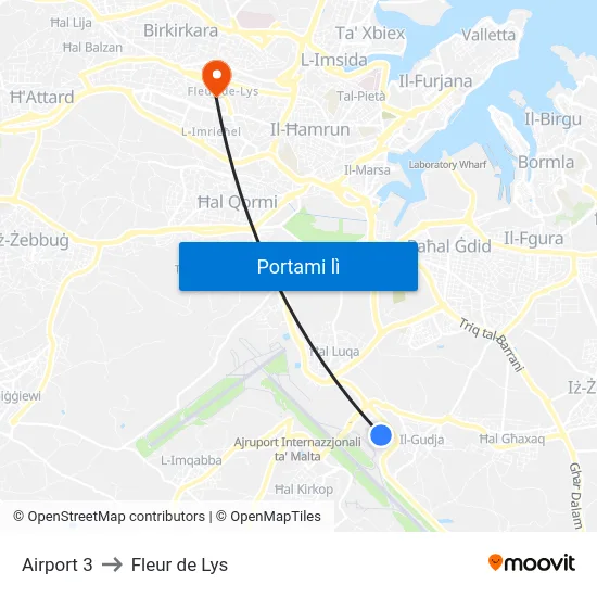 Airport 3 to Fleur de Lys map