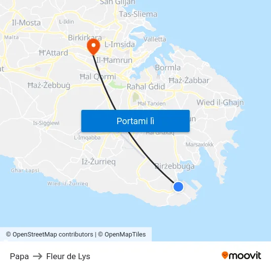 Papa to Fleur de Lys map