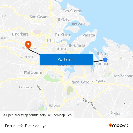 Fortini to Fleur de Lys map