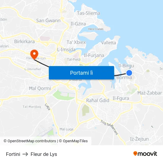 Fortini to Fleur de Lys map