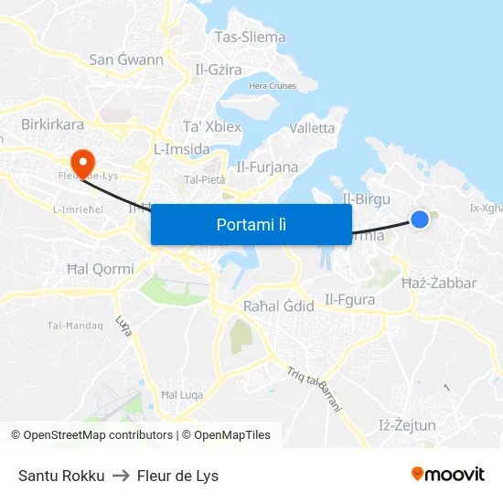 Santu Rokku to Fleur de Lys map