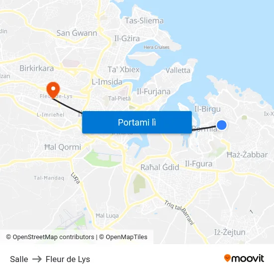 Salle to Fleur de Lys map