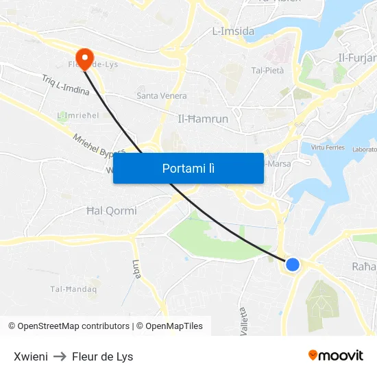 Xwieni to Fleur de Lys map