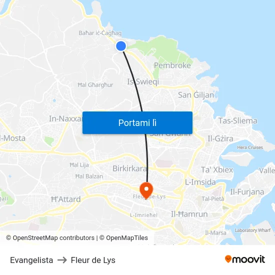 Evangelista to Fleur de Lys map