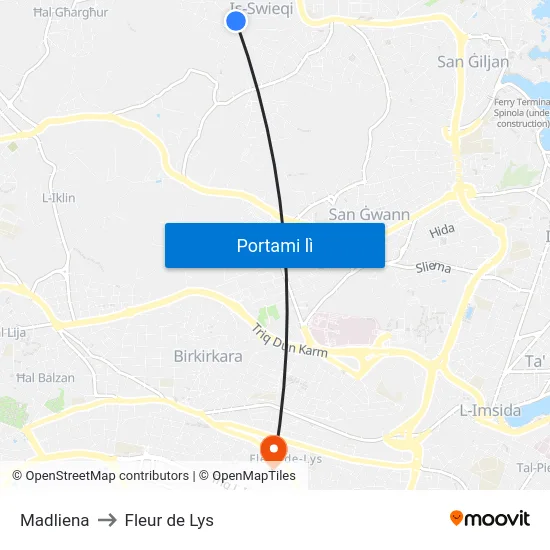 Madliena to Fleur de Lys map