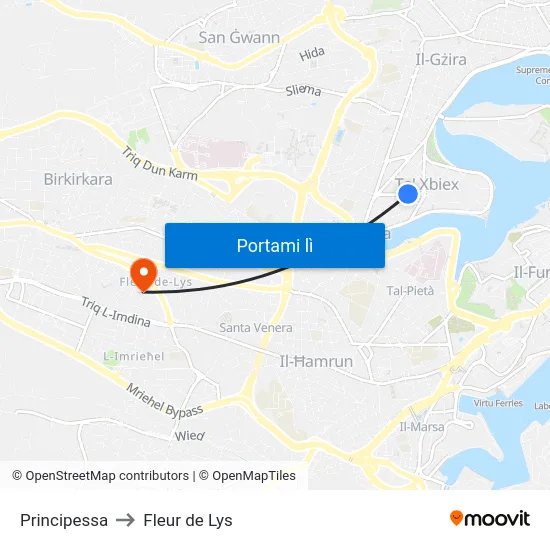 Principessa to Fleur de Lys map