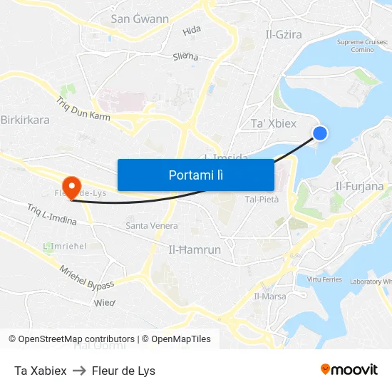 Ta Xabiex to Fleur de Lys map