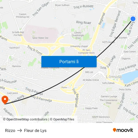 Rizzo to Fleur de Lys map