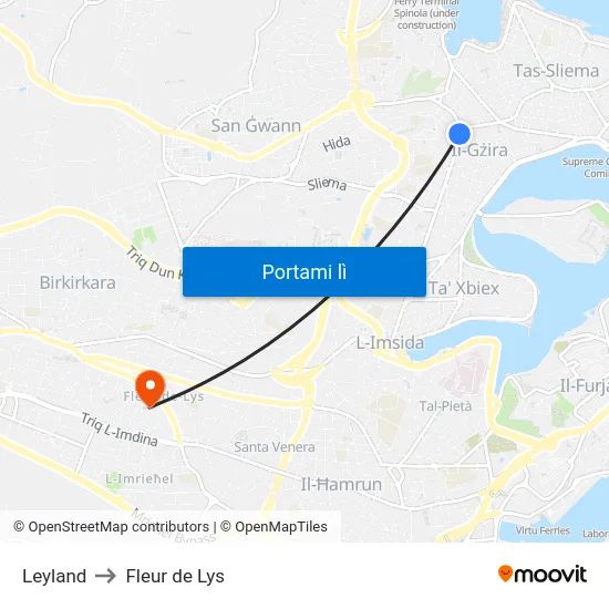 Leyland to Fleur de Lys map