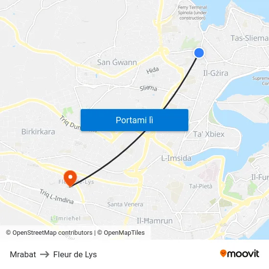 Mrabat to Fleur de Lys map