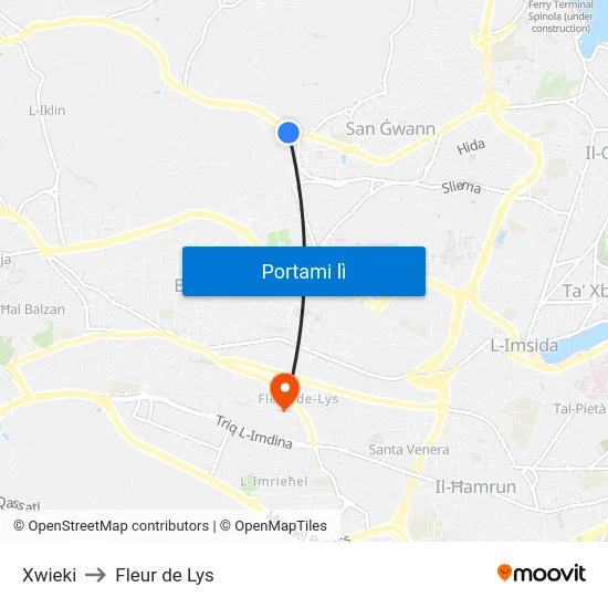 Xwieki to Fleur de Lys map