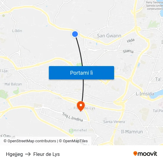 Hgejjeg to Fleur de Lys map