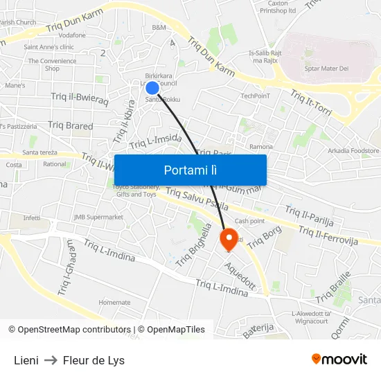 Lieni to Fleur de Lys map