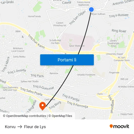 Korvu to Fleur de Lys map