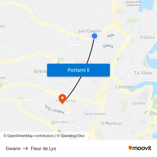 Gwann to Fleur de Lys map