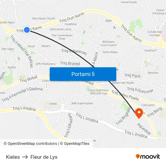 Kieles to Fleur de Lys map