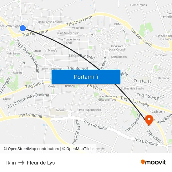 Iklin to Fleur de Lys map