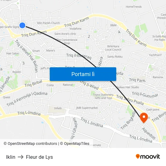 Iklin to Fleur de Lys map