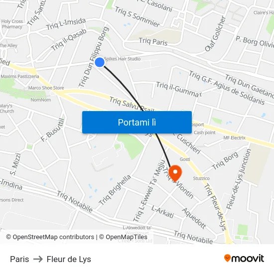 Paris to Fleur de Lys map