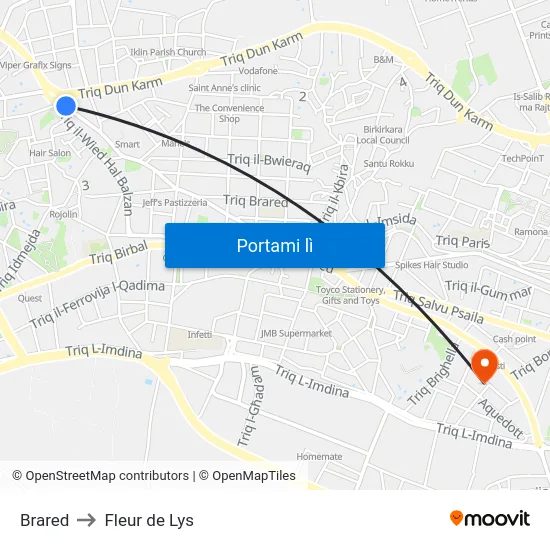 Brared to Fleur de Lys map