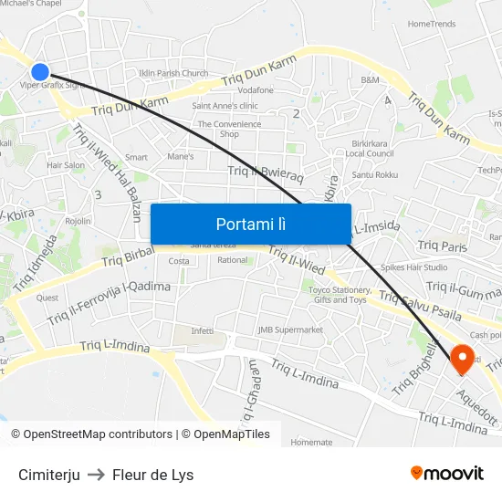 Cimiterju to Fleur de Lys map