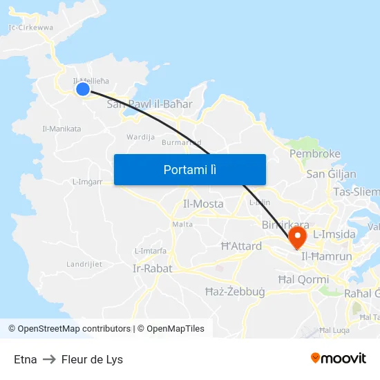 Etna to Fleur de Lys map