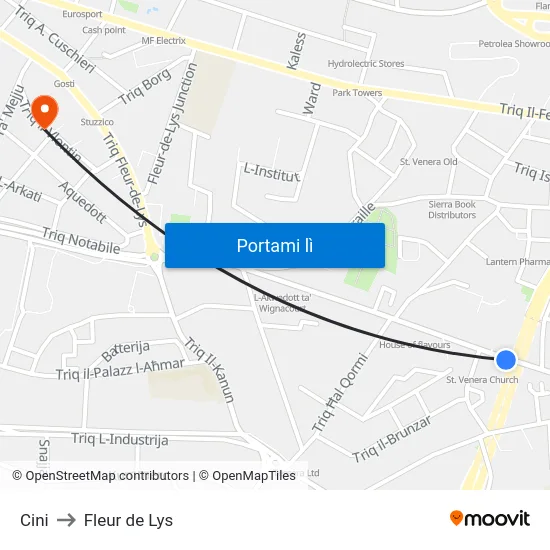 Cini to Fleur de Lys map