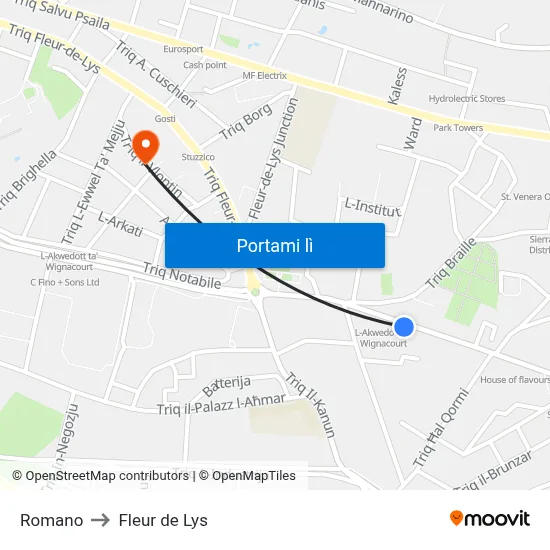 Romano to Fleur de Lys map