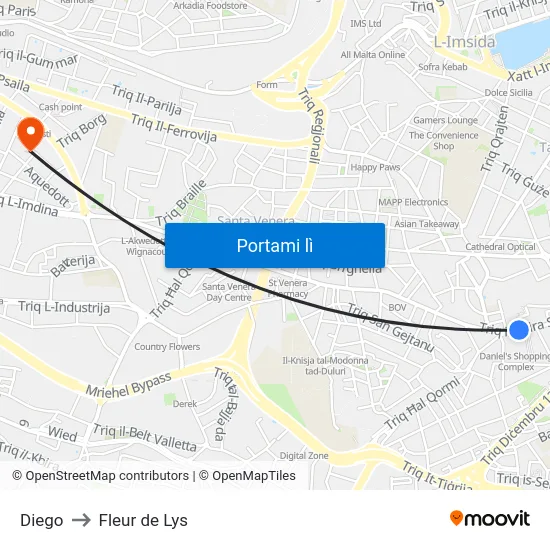 Diego to Fleur de Lys map