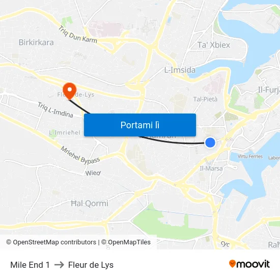 Mile End 1 to Fleur de Lys map