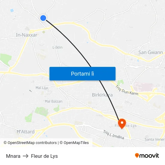 Mnara to Fleur de Lys map