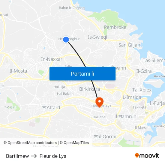 Bartilmew to Fleur de Lys map