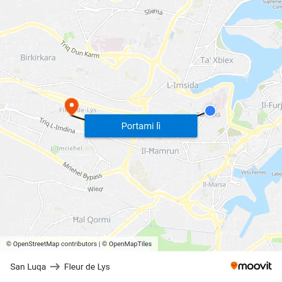 San Luqa to Fleur de Lys map