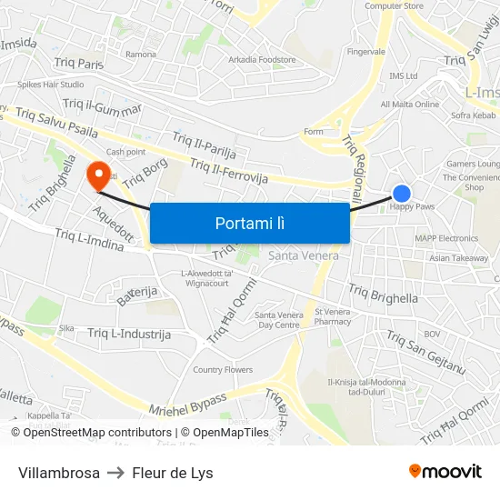 Villambrosa to Fleur de Lys map