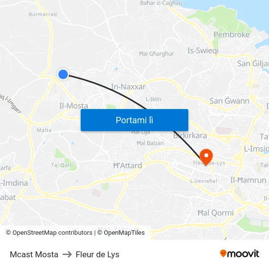 Mcast Mosta to Fleur de Lys map
