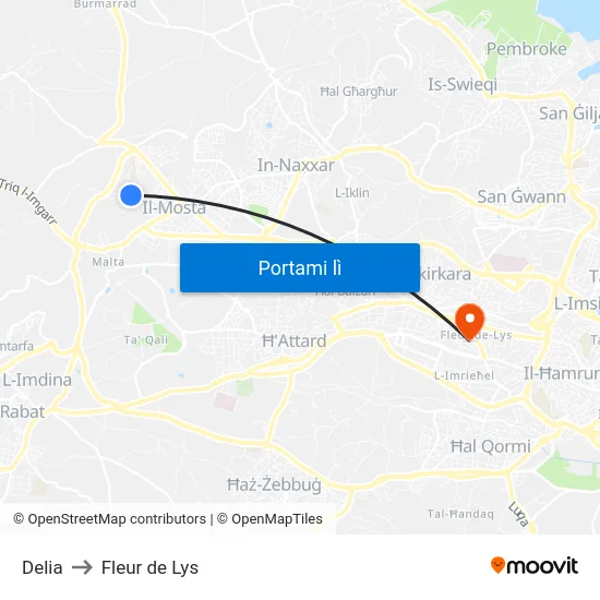 Delia to Fleur de Lys map