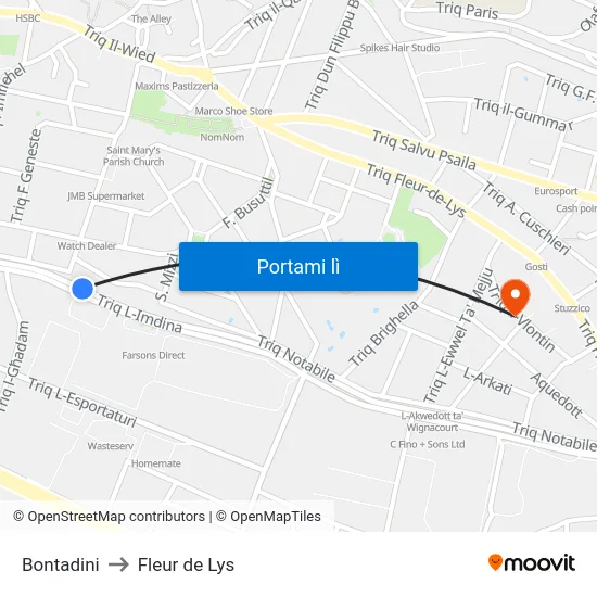 Bontadini to Fleur de Lys map