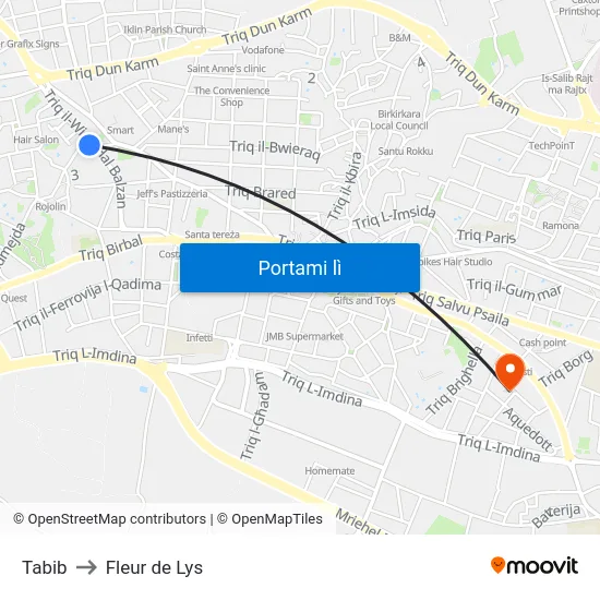 Tabib to Fleur de Lys map