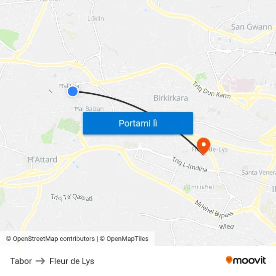 Tabor to Fleur de Lys map