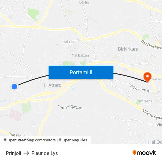 Prinjoli to Fleur de Lys map