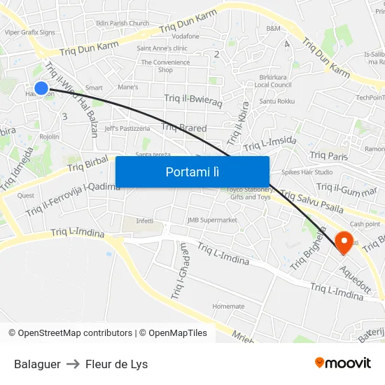 Balaguer to Fleur de Lys map
