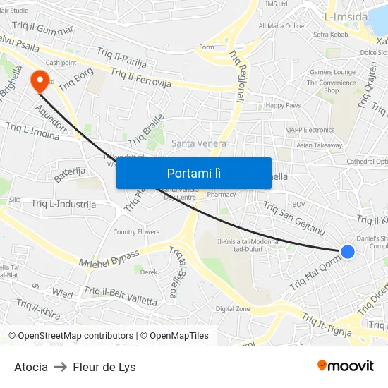 Atocia to Fleur de Lys map