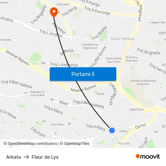 Arkata to Fleur de Lys map