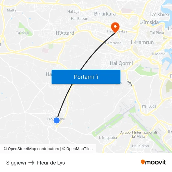 Siggiewi to Fleur de Lys map