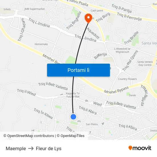 Maemple to Fleur de Lys map