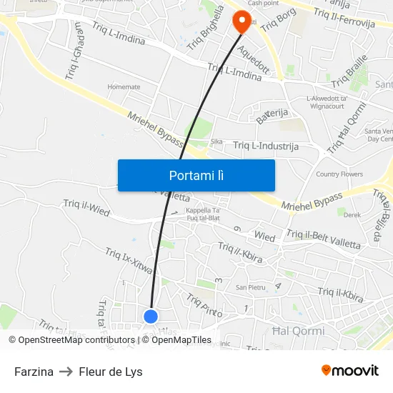 Farzina to Fleur de Lys map